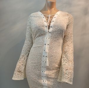 Symphony Plus Cream Lace Dress 3X